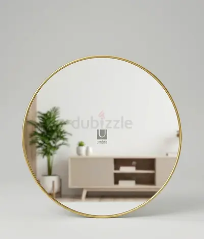 Round Gold Framed Wall Mirror - 80cm (Umbra style)