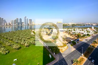 3BR + hall in Al Majaz 1, first row on Corniche, free AC, parking, gym & pool. Prime lively locatio