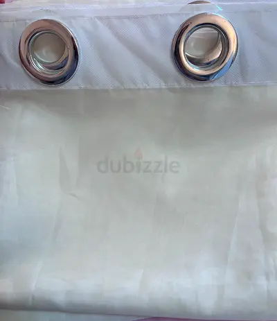 Off White Sheer Curtains with Silver Eyelets - 290 cm h * 270 w * 2 pc set