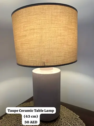 Taupe Ceramic Table Lamp 43cm