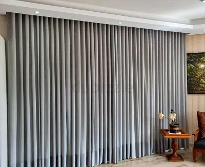 Full-length Grey Fabric Curtains - Light-blocking, Ready to Install