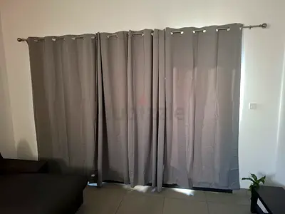 Grey blackout eyelet curtains set - 4 panels (ready to hang)
