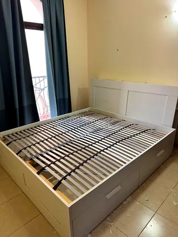 White IKEA Double Bed with Drawers - Good Condition 180 cm x 200 cm