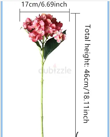 Single Artificial Hydrangea Stem - Pink, 46cm