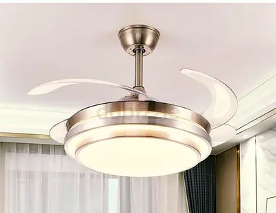 Modern retractable blade ceiling fan with LED light - like new