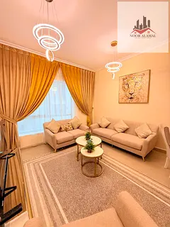 Sharjah, Al Khan, Riviera Tower: Brand-new, hotel-style furnished apartment featuring a bedroom, liv
