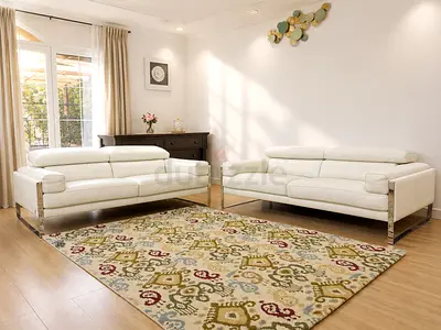 Calia Italia Original Leather Sofa Set With Adjustable Headrest Made in Italy