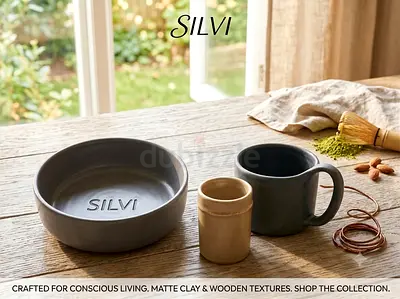 SILVI Handmade Matte Clay Ceramic Bowl  Mug Set - Minimalist Tableware