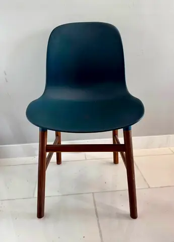 Designer Modern Blue Dining Chair set of 4 with Wooden Legs from  Normann Copenhagen
