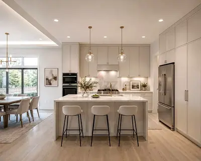 Modern white kitchen island