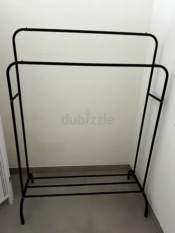 Sturdy Black Metal Double Clothes Rack