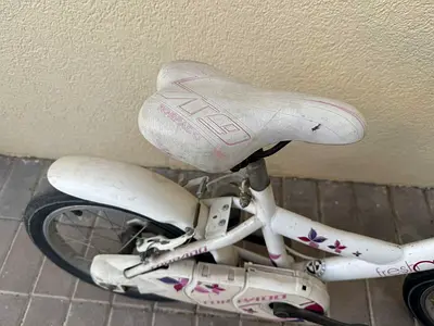 White  pink childrens bike - small size, used