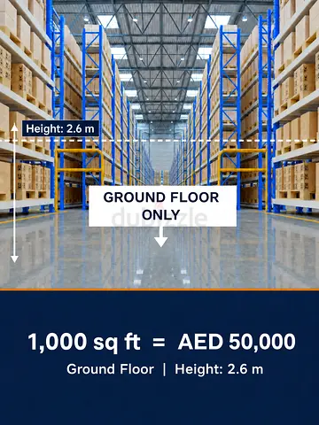 1000 SQF ,50K AED YEARLY ,GROUND LEVEL (ONLY STORAGE)