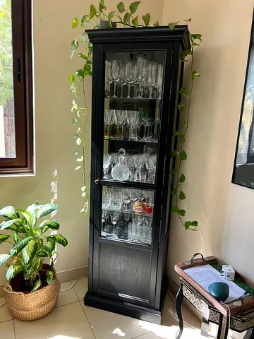 IKEA Black Display Cabinet with Glass Doors