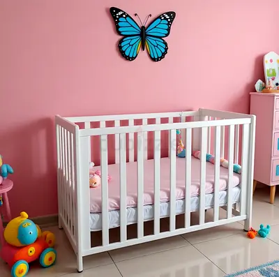 White Wooden Baby Crib - Simple, Sturdy, Good Condition