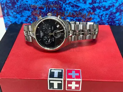 Tissot Stainless Steel Mens Chronograph Watch - Black Dial
