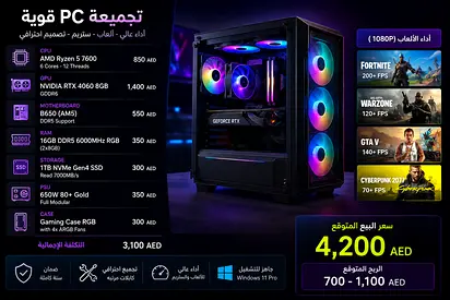 Custom Gaming PC - AMD Ryzen 5 7600, RTX 4060 8GB, 16GB DDR5, 1TB NVMe