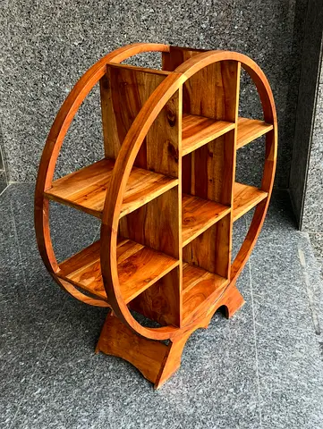 Solid wood round bookcase-round display shelves
