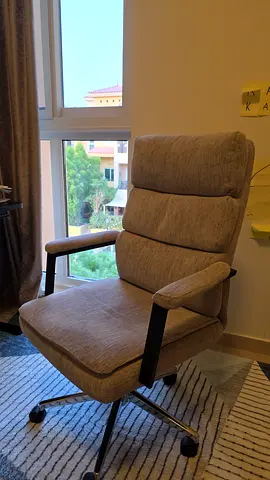 Beige Adjustable Office/Study Chair on Wheels - Good Condition