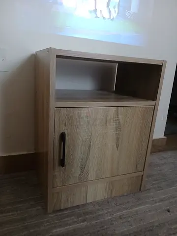 Light Oak Bedside Cabinet with Drawer and Open Shelf