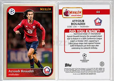 Ayyoub Bouaddi l, Morocco National Team, Football Trading Card — Merlin Collections (Rare)
