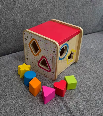 Wooden Shape Sorter Box with Colorful Blocks  Bead maze