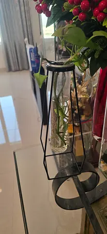 Small Decorative Glass Test-Tube Vase with Metal Stand