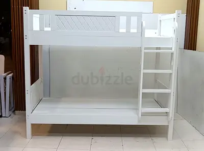 White Wooden Bunk Bed with Ladder