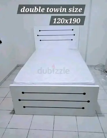 White single bed frame with mattress - 120x190 cm (double town size)