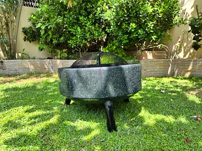 Round Fire Pit with Mesh Spark Guard