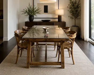 Marina Home Rustic Wooden Dining Set with 4  Chairs