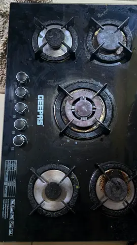 Used Geepas 5-Burner Gas Hob (Glass Top) - Needs Cleaning