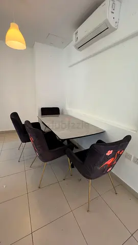 Modern rectangular dining table with marble top - excellent condition