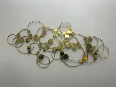 Gold Metal Wall Art Abstract Circles Decorative Sculpture