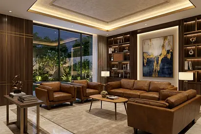 7-seater light brown leather sectional sofa
