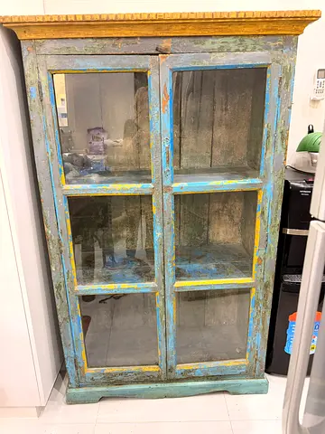 Vintage Rustic Glass-Front Cabinet / Display Cupboard