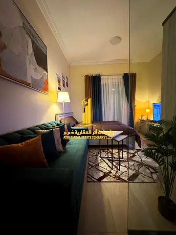 A golden opportunity! Luxurious, fully furnished studio apartment for monthly rent in Al Jurf 2, next to Al Aqsa School – Ajman ✨