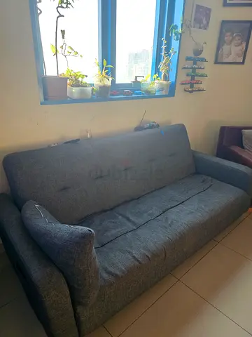 Grey 3-seater fabric sofa in good condition