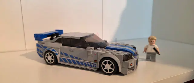 LEGO-style Blue Sports Car with Minifigure - Good Condition