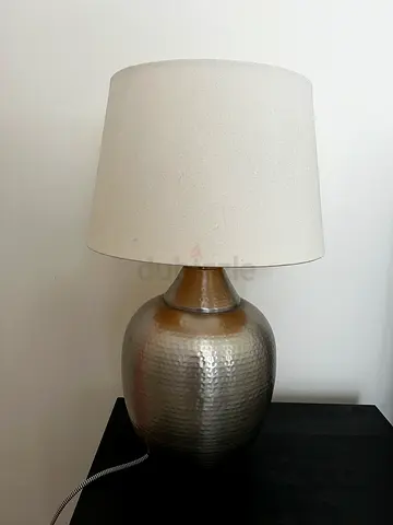 Modern Hammered Metal Table Lamp with Fabric Shade