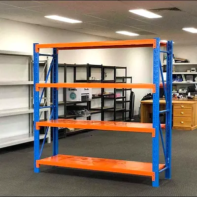 Heavy-duty Warehouse Pallet Racking - 4 Tier Steel Shelving blue orange( 100kg loading)
