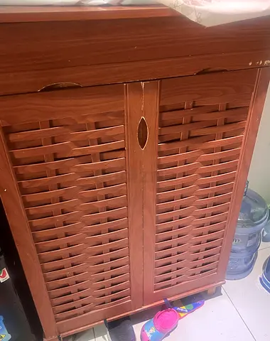 Wooden Shoe Cabinet / Storage Cupboard - Brown, 2-door