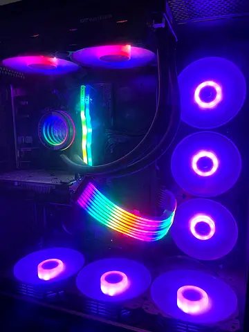 Custom RGB Gaming PC Case with AIO Cooler and Multiple RGB Fans
