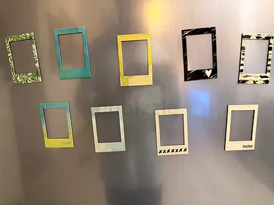 Set of 10 Instax-style Magnetic Photo Frames on Fridge
