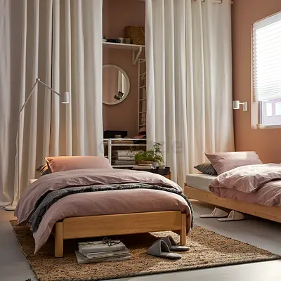 Ikea 3 in 1 Bed - Single, Double, Split - Solid Wood with Mattress (Only 1 month Used)