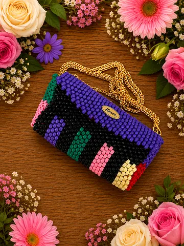 Stylish new handmade colorful beaded bag