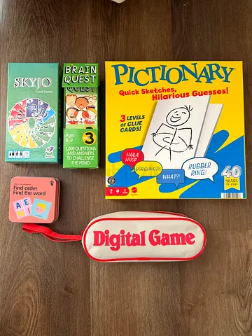 Mixed party board games bundle — Pictionary, Brain Quest, Skip-Bo and more (used)