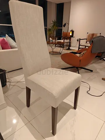 Set of 10 Light gey /off white Upholstered Dining Chair with High Back H 47 
Depth 19