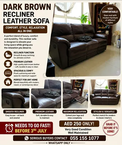 3 seater leather Recliner sofa