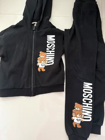 Black Moschino Teddy Logo Hoodie  Joggers Set - Size  7 years girl